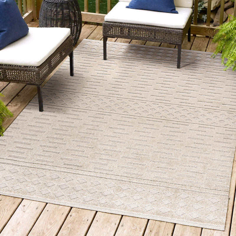 Tapis intérieur / extérieur beige Sheelah, Rectangle 4pi x 6 pi