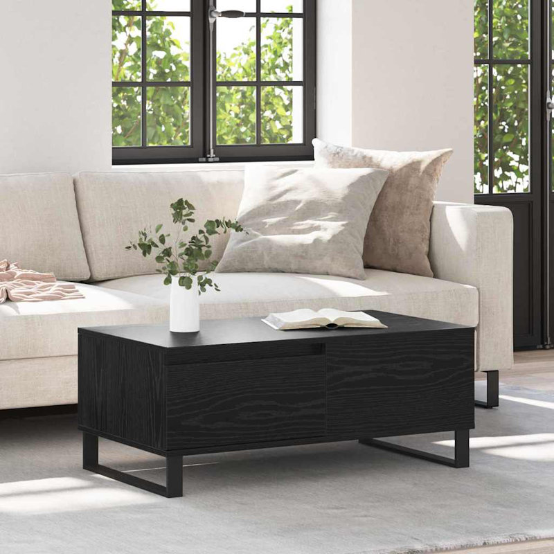 Coffee Table with Storage, Black Oak