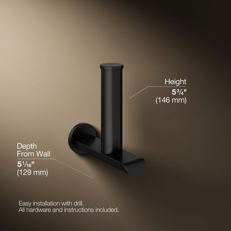 Avid Vertical Toilet Tissue Holder, Matte Black