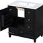 Meuble-lavabo de salle de bain 30 po avec lavabo, noir, matériau robuste, porte, tablette à une porte et 3 tiroirs noir, fermeture en douceur incluse