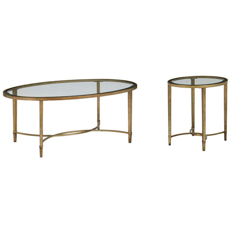 Manton Oval Cocktail Table With End Table, 2 Pieces: Coffee Table, End Table