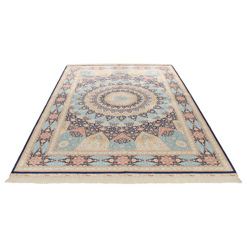 Tapis turc bleu marine et bleu 6 x 9
