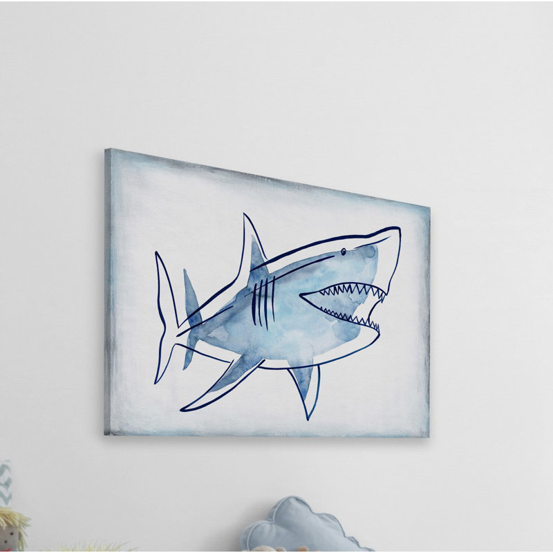 Impression de requin effrayant sur toile tendue, H 40 po x l 60 po x 1,5 po