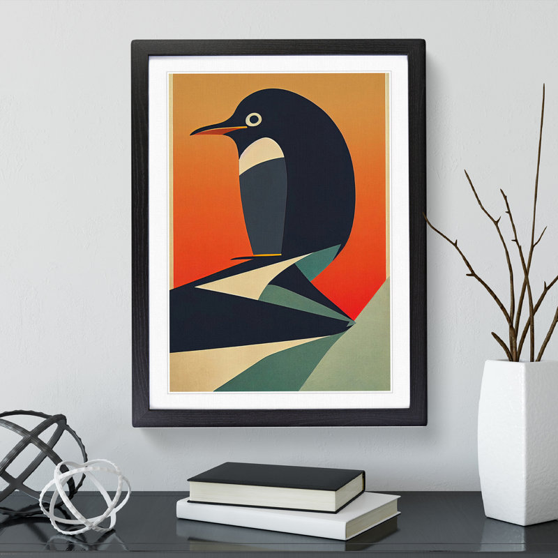 Modern Abstract Penguin No.1 - Framed Print, Black, 64cm H x 46cm W
