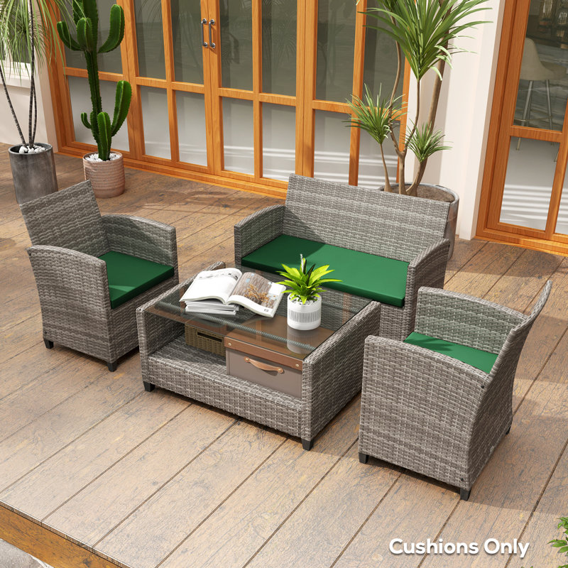 Outdoor Seat Cushion Set, Green