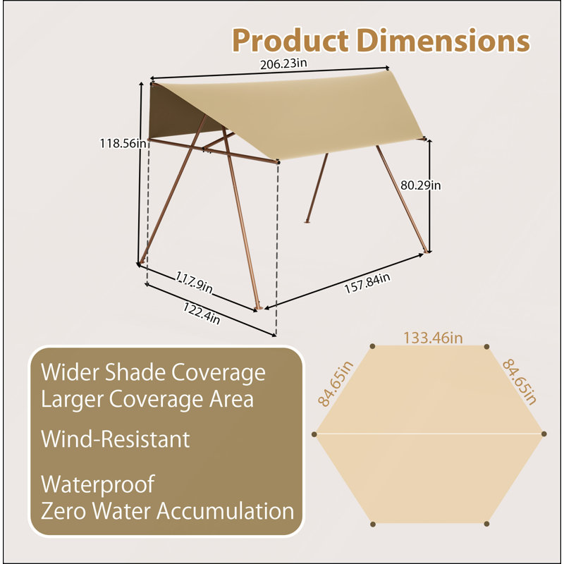 Toile d'ombrage hexagonale large, grand parasol UV en forme de bloc de protection solaire avec filtre UV haute densité 50+ et UPF 50+