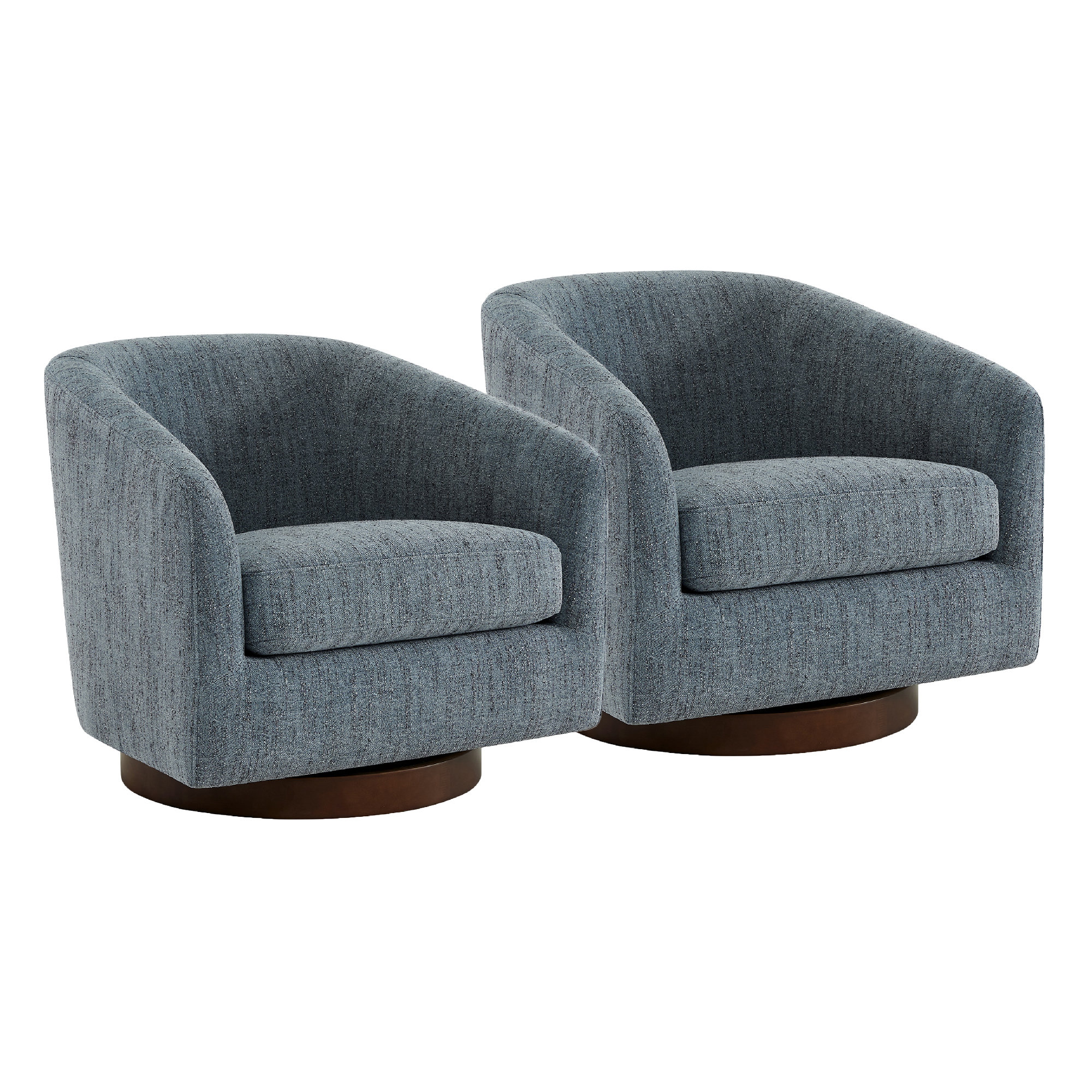 Bennett Upholstered Swivel Barrel Chair (Set of 2), Mellow Steel Blue Chenille