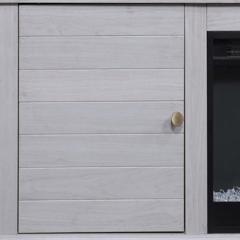 Console 70 po pour salle multimédia avec foyer et chauffage - noyer blanc
