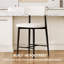 Ensemble de 2 tabourets de bar modernes de hauteur comptoir rembourrés en tissu beige avec pieds en métal noir pour îlot de cuisine