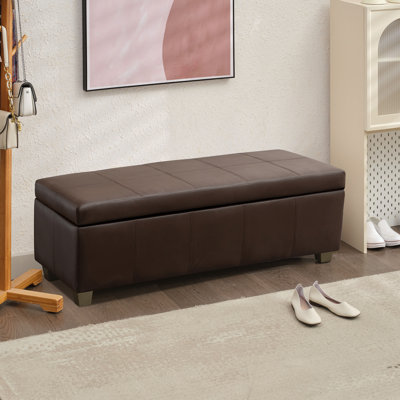 Repose-pieds de rangement rectangulaire en similicuir de 51 po