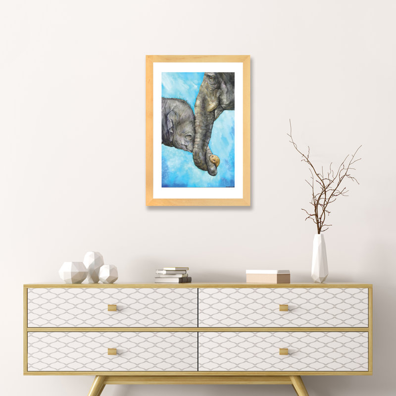 Éléphants - Pure Family, art sur toile, H 32 po x l 24 po x P 1 po, Papier encadré naturel