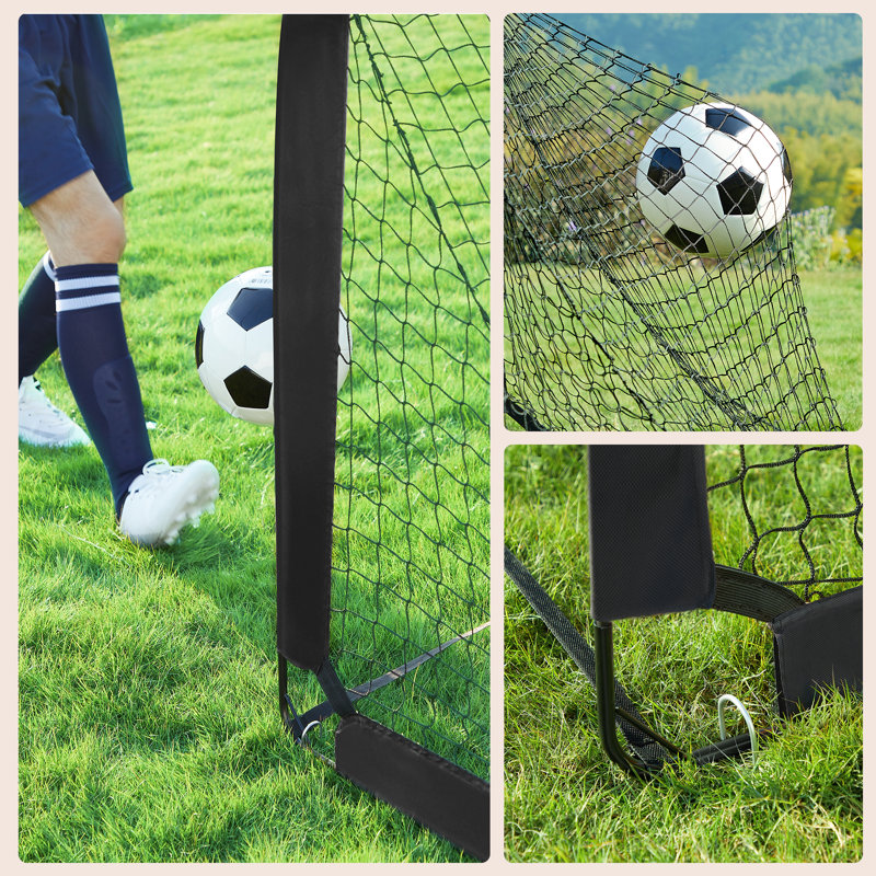 Songmics 120x91x91cm Steel Foldable Football Net with Carrying Case, Black