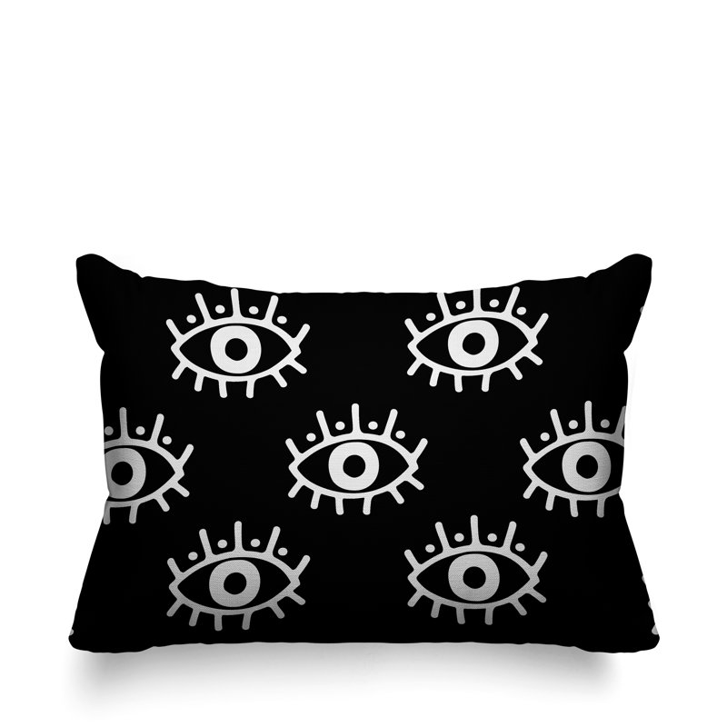 Coussin intérieur / extérieur Ankara Evil Eye, Noir