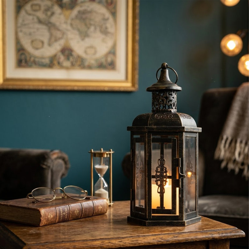 Lanterne de table en métal 10 po, Noir
