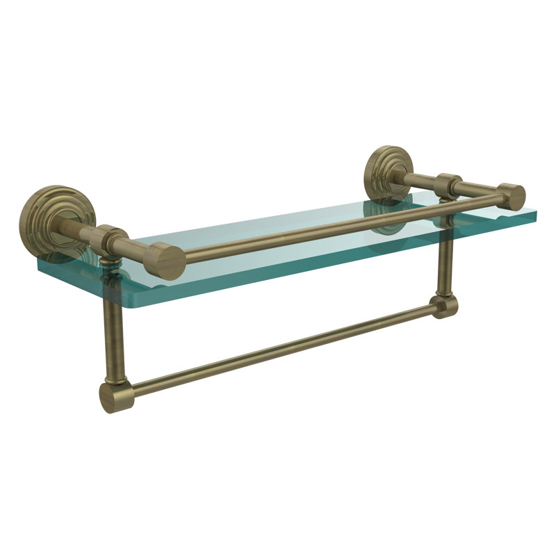 Beresford Bracket Shelf with Towel Bar, Antique Brass, 5" H x 22" W x 5" D
