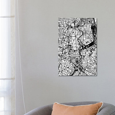 Berlin Black And White by Planos Urbanos - Wrapped Canvas Print