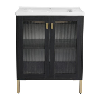 28 Inch Freestanding Bathroom Vanity Plywood With Ceramic Sink