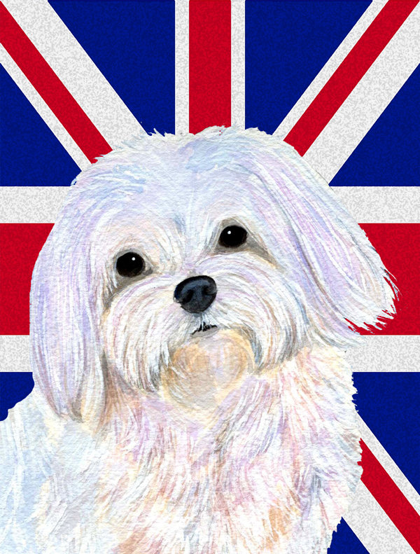40 x 28 po en polyester britannique 2 faces english union jack drapeau maison, Bichon maltais 2