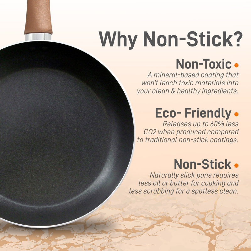 Nutrichef Large Open Fry Pan - Non-Stick High-Qualified Kitchen Cookware With Black Inside And Brown Outside (Works With Model: Nccwa13Br)