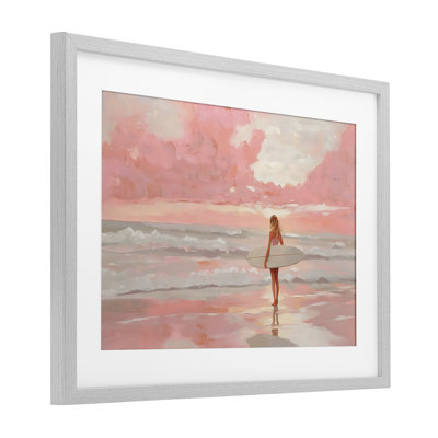 «Pink Sky Surfer», reproduction sous verre encadrée, design par LSR Design Studio