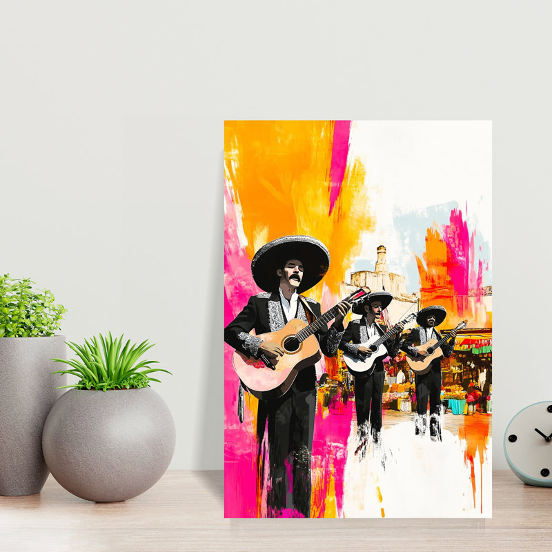 Vibrant Mariachi Street Music Colorful Traditional Vibrant City Wall Art Print 1 Piece Wrapped Canvas Wall Art