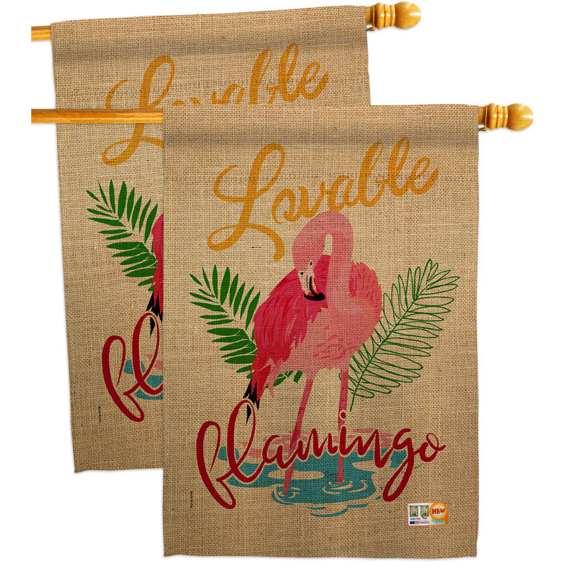 Flamant rose en polyester 2 faces 40 x 28 po drapeau pour la maison