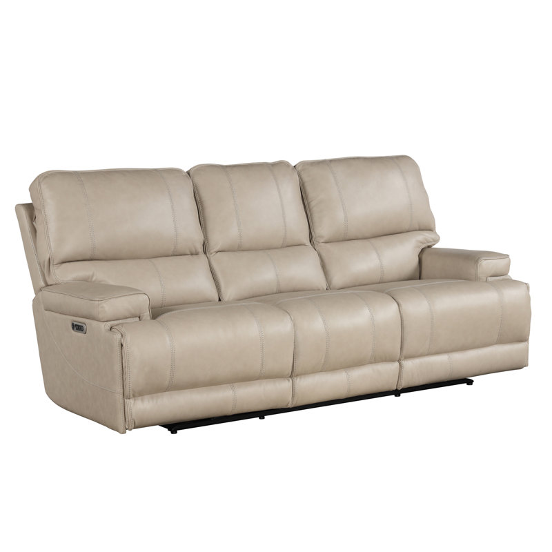 Adlan 89'' Leather Power Reclining Sofa, Verona Linen