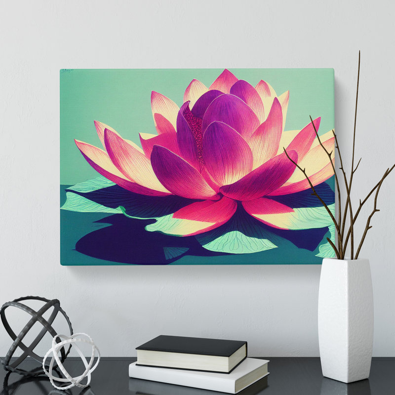 Flowing Lotus Flower - Wrapped Canvas, 35cm H x 50cm W x 3cm D