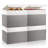  Grey & White Linen Storage Bins - Foldable, Stackable Organizer With Lids, Multi-Purpose For Home