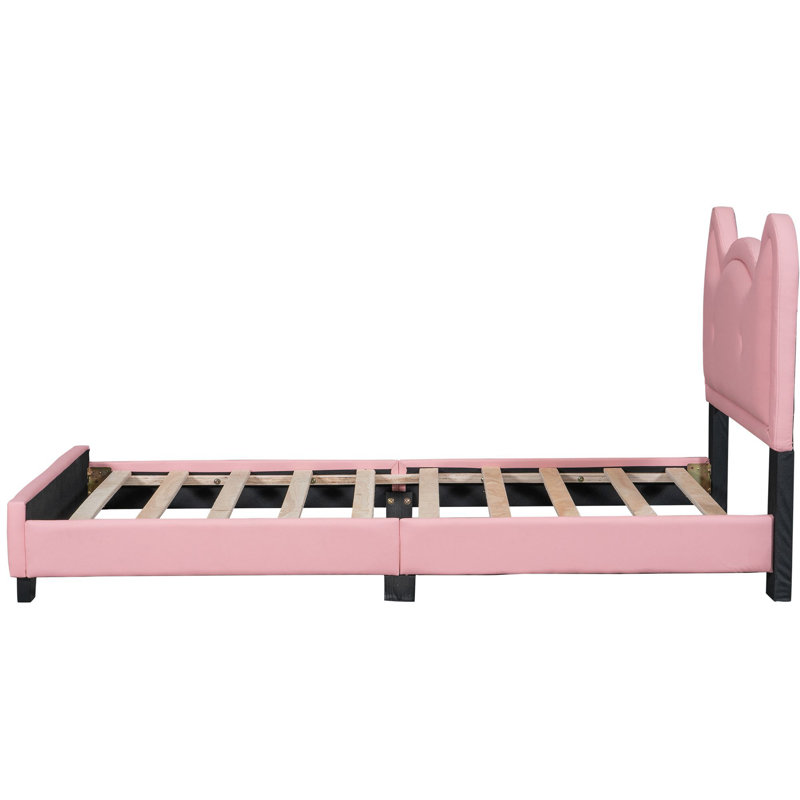 Ceasar Vegan Leather Platform Bed, Twin, Pink