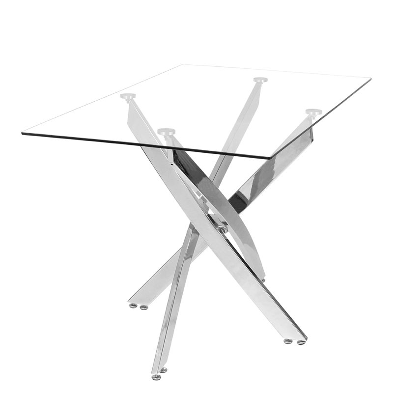 Derba Glass Top Metal Base Dining Table