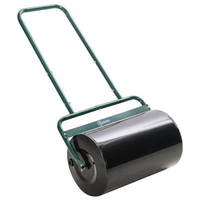  20" Push/Tow Behind Lawn Roller, 11 Gal Water/136 Lb Sand, Green