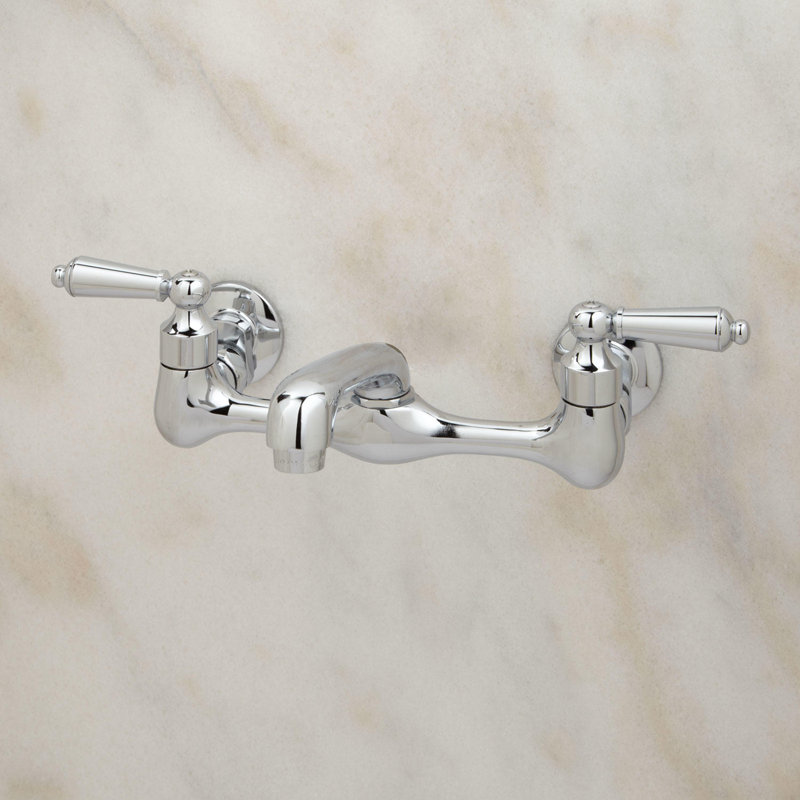 Wall-Mount Bridge Kitchen Faucet with Variable Center