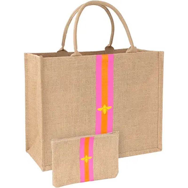 Grand sac de plage en jute tissé