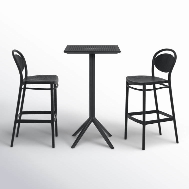 Farrah Square Bar Set With 2 Barstools