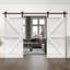 Porte de grange double à panneaux en bois teinté K Series avec ensemble de quincaillerie coulissante-86649019-86649010