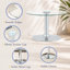 Table basse ronde en verre trempé avec base en métal argenté