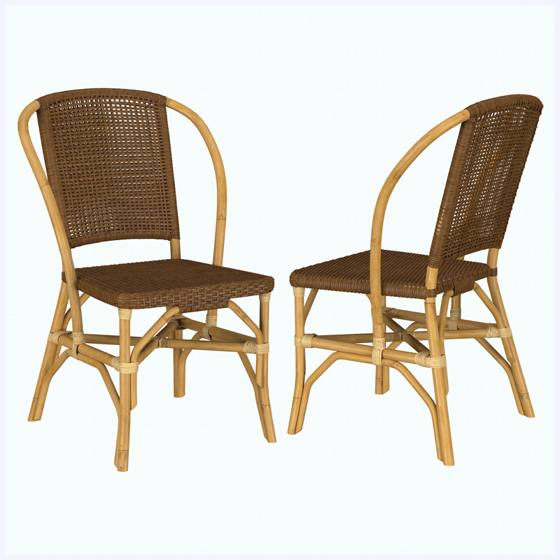 Chaise d'appoint brune en rotin tissé - ensemble de 2