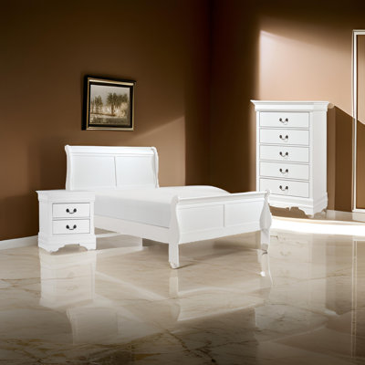 Fy 3 Piece Full Size Bedroom Set, Modern Brass Metal Handles