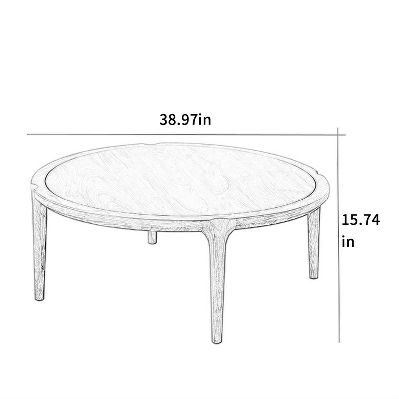 Table basse ronde en noyer noir au design simple