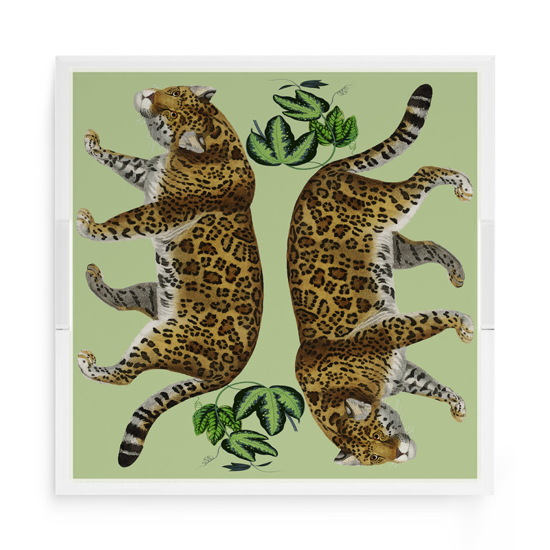 Plateau décoratif rectangulaire Leopard Seeing , L 17 po x P 10,5 po x H 2 po, Blanc