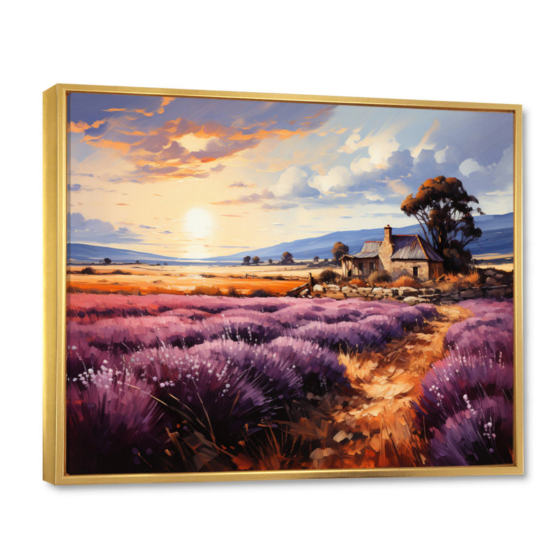 " French Provencal Lavender Fields I ", Cadre flottant doré, H 12 po x l 20 po