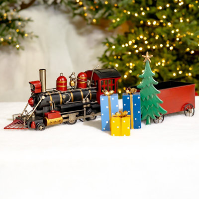 26in. Long Christmas Locomotive Train Decoration with Cart & Gifts