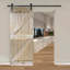 Porte de grange coulissante en bois de pin avec trousse de quincaillerie d'installation-93178039-93178036