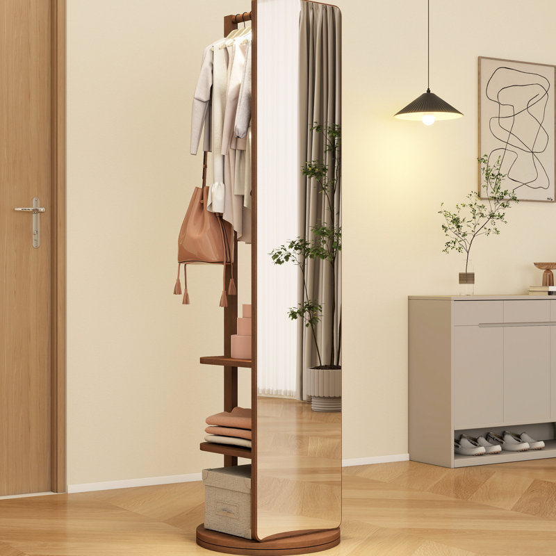 Miroir pleine grandeur 50 x 175 cm en noyer, fait de bois massif, de bois d'hévéa et de verre - Optimise le rangement de votre maison. Finition noyer, 50 x 175 cm, + Convient à une décoration de bord de mer