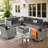 Rebbecca 8 - Person Patio Furniture Set with Swivel Rocker, Outdoor Wicker Rattan Sectional Seating Group with Cushions, All Weather Sofa Conversation Set with Fire Pit Table for Garden Backyard-2133259554