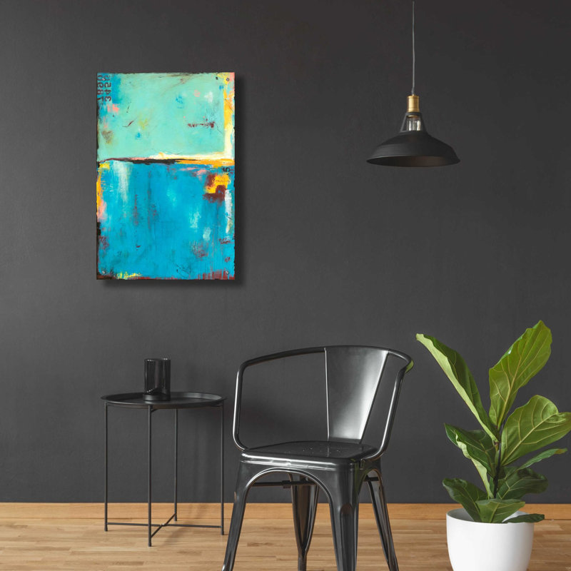 «Matchbox Blue 55» par Erin Ashley, art mural en verre acrylique, H 36 po x l 24 po x P 0,2 po