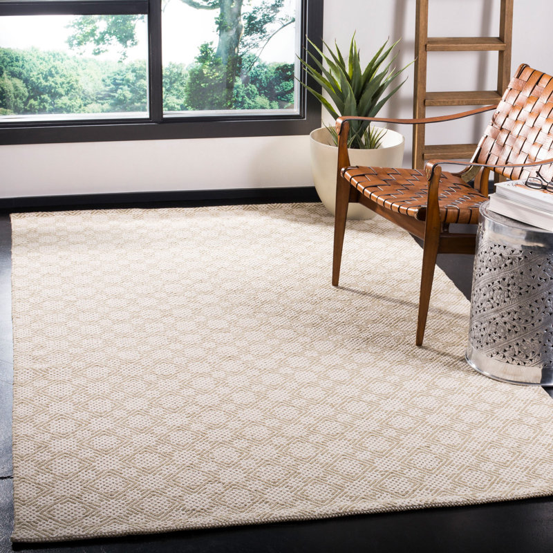 Tapis de zone en coton noué la à la main Loretto, Rectangle 4 pi x 6 pi