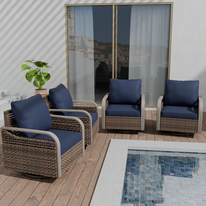 Ensemble de 4 chaises de patio Timicka, Bleu très foncé