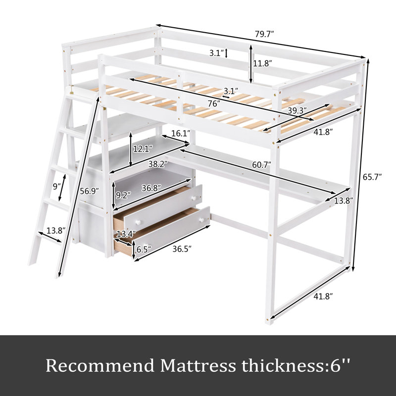 Lit mezzanine simple Jolayne Kids, Blanc